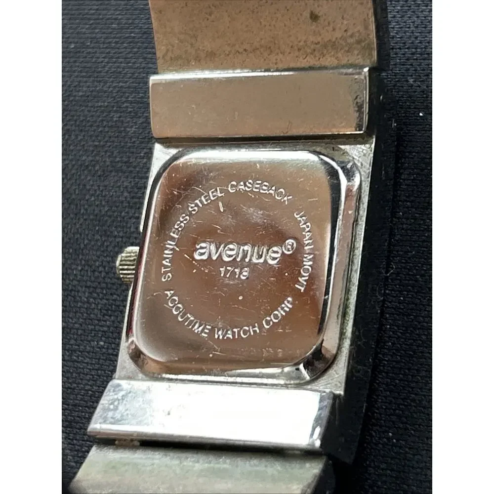 Avenue Silver Tone Green Dial Women’s Cuff Watch